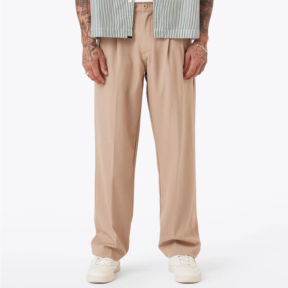 Men's Tan Wide-Leg Trousers